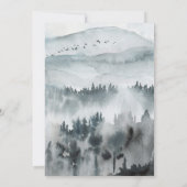 Black White Floral Winter Mountain Simple Wedding  Kaart (Achterkant)