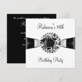 Black White Flower Bow 18th Birthday Party 2 Kaart (Voorkant / Achterkant)