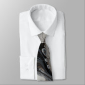 Black White Fluid Marble Liquid Abstract Art Stropdas (Gebonden)