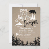 Black White Forest Camping Birthday Kaart (Voorkant)