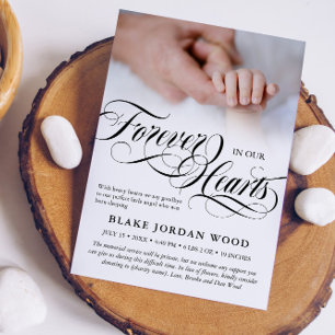 Black White Forever in ons hart Baby Memorial Aankondiging