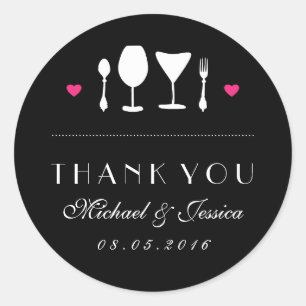 Black White Fork Spoon Wedding Dank je Sticker