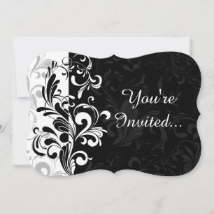 Black White Fountain Swirl Party Kaart