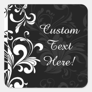 Black White Fountain Swirl Party Vierkante Sticker