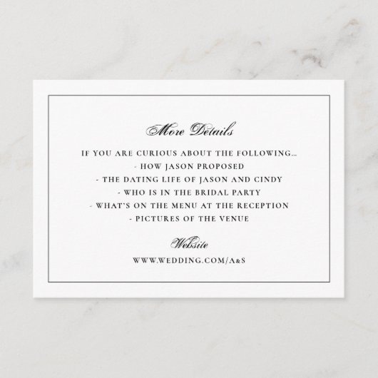 Black White Framed Elegant Monogram Weddenschap Informatiekaartje (Voorkant)