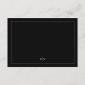 Black White Framed Elegant Monogram Weddenschap Informatiekaartje (Achterkant)