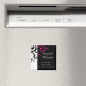 Black, White, Fuchsia Reverse Swirl Wedding Magnet Magneet (Insitu (Vaatwasser))