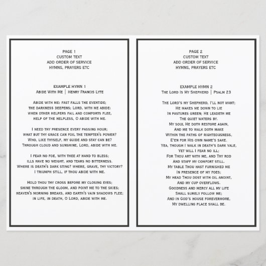 Black & White Funeral Order of Service Program (Achterkant)