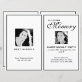 Black & White Funeral Order of Service Program (Voorkant / Achterkant)