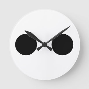 Black White Funny Cute Face Eyes Custom Cool Ronde Klok