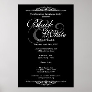 Black & white gala ball dance custom event poster