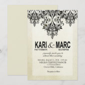 Black & White Gatsby Glitter Flourish Wedding Kaart (Voorkant / Achterkant)