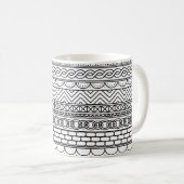 Black & White Geometric Border Sampler Pattern Koffiemok (Voorkant rechts)