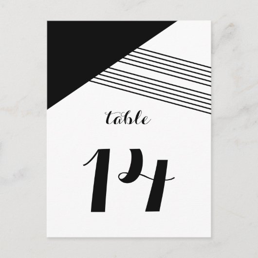 Black White Geometric Stripe Table Briefkaart (Voorkant)
