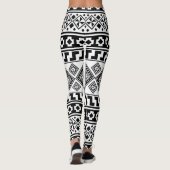 Black White Geometric Tribal Pattern Aztec Boho Leggings (Achterkant)