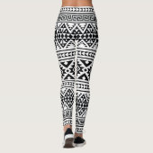 Black White Geometric Tribal Pattern Aztec Boho Leggings (Achterkant)
