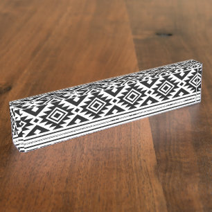 Black White Geometric Tribal Pattern Aztec Boho Naambordje