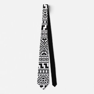 Black White Geometric Tribal Pattern Aztec Boho Stropdas