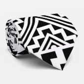 Black White Geometric Tribal Pattern Aztec Boho Stropdas (Opgerold)