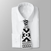Black White Geometric Tribal Pattern Aztec Boho Stropdas (Gebonden)