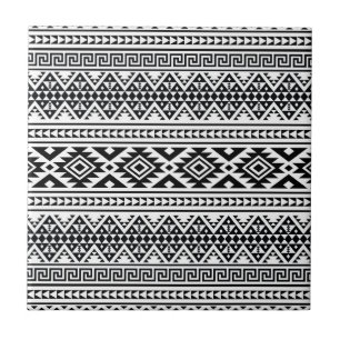Black White Geometric Tribal Pattern Aztec Boho Tegeltje