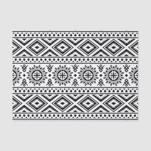Black White Geometric Tribal Pattern Aztec Boho Tissuepapier (Voorkant)