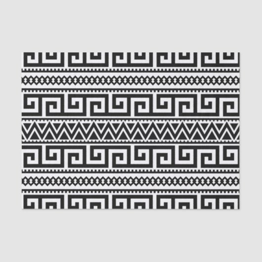 Black White Geometric Tribal Pattern Aztec Boho Tissuepapier (Voorkant)