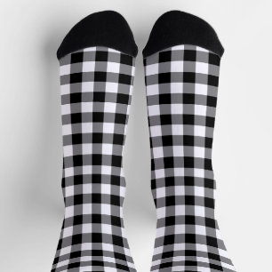 Black White Gingham Check Patroon Sokken