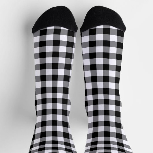 Black White Gingham Check Patroon Sokken (Top)