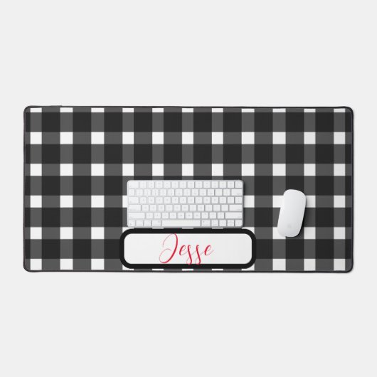 Black White Gingham Pattern Bureaumat (Keyboard & Muis)