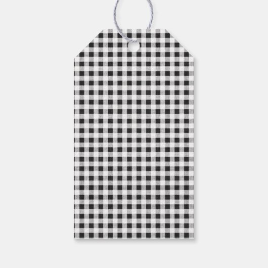 Black White Gingham Pattern Cadeaulabel (Achterkant)