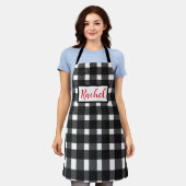 Black White Gingham Persoonlijk Schort (Gedragen)