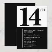 Black White Girl 14e anniversaire invitation Simpl (Devant / Derrière)