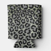 Black White Glitter Leopard Pattern Modern Cheetah Blikjeskoeler (Achterkant)