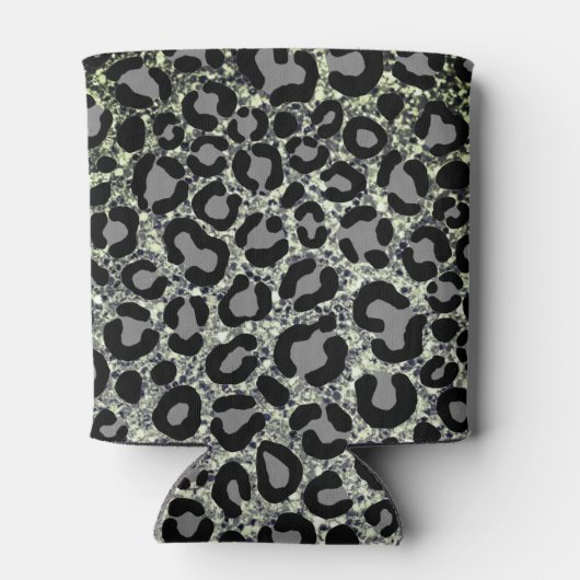 Black White Glitter Leopard Pattern Modern Cheetah Blikjeskoeler (Achterkant)