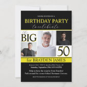 Black White Gold 50e Invitation anniversaire (Devant)