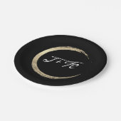 Black White Gold Circle Monogram Initialen Minimaa Papieren Bordje (Gekanteld)