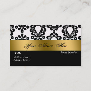 Black White Gold Damask Visitekaartje