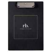 Black White Gold Fabric Effect Elegant Monogram Klembord (Voorkant)