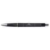 Black White Gold Fabric Effect Elegant Monogram Pen (Voorkant)