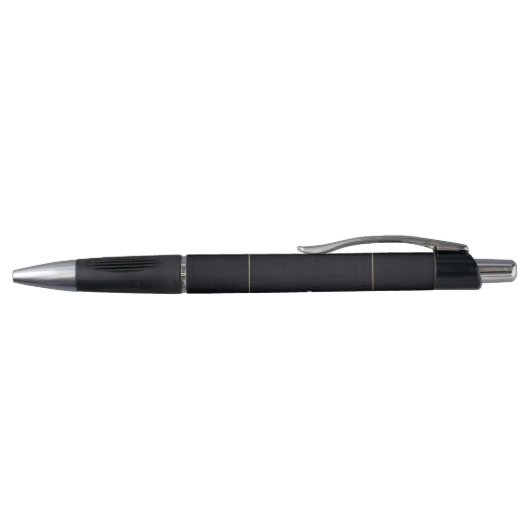 Black White Gold Fabric Effect Elegant Monogram Pen (Bovenkant)