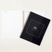Black White Gold Fabric Effect Elegant Monogram Planner (Display)