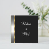 Black White Gold Fabulous 50e verjaardag Kaart (Staand voorkant)