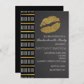 Black White & Gold Faux Shimmer Lips Kiss Party Kaart (Voorkant / Achterkant)