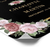 Black White Gold Floral Weduwen Ontvangteken Poster (Hoek)