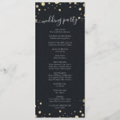 Black White Gold Floral Wreath Programme de mariag (Dos)