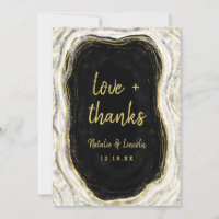 Black White & Gold Geode Mariage Amour et Merci