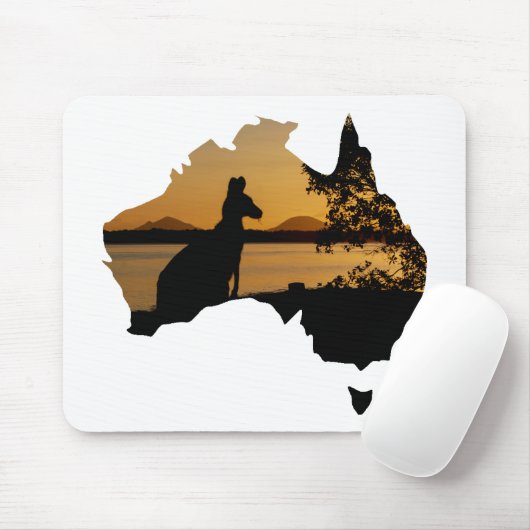 Black, White & Gold Kangaroo Sunset Australia Muismat (Met muis)
