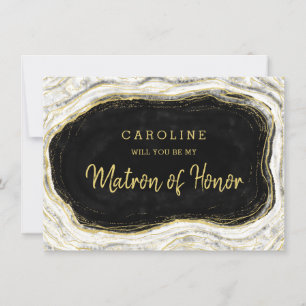 Black White & Gold Matron of Honor proposal Kaart