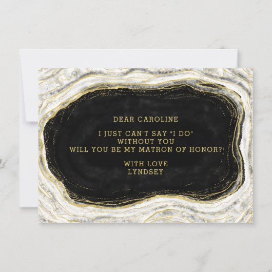 Black White & Gold Matron of Honor proposal Kaart (Achterkant)